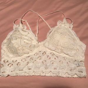 Cream double strap lace bralette